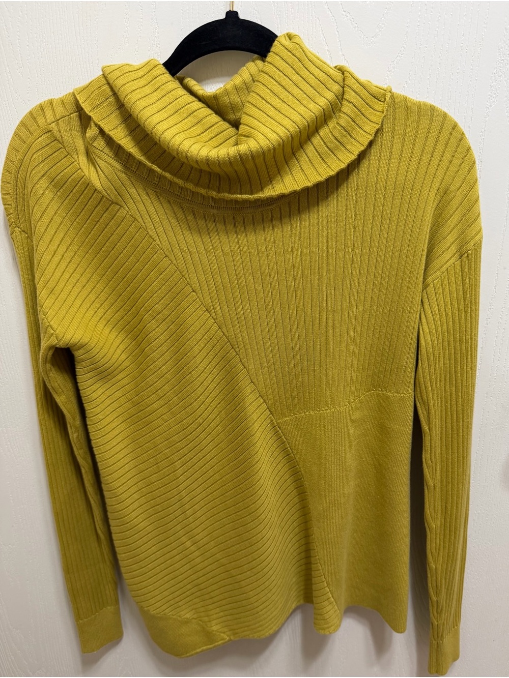 CAbi Mustard Ribbed Cowl Neck Sweater